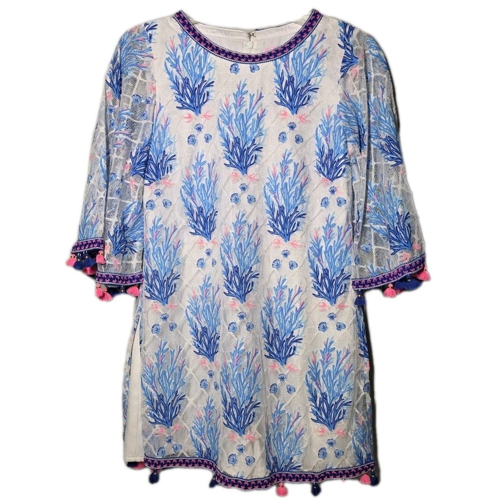 Lilly Pulitzer Size 0 Jackelin Romper Bali‎ Blue Seaspray Off Shore Lace Print